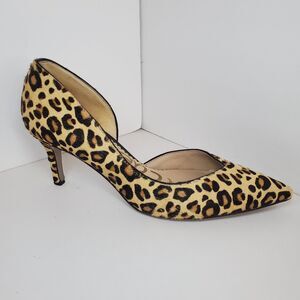 Sam Edelman Real Calf Hair Lepoard Print Kitten Heels Womens Sz 5 Sexy Party